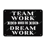 Team Work Makes Dream Work Iron Retro Look 8X12 Inch Decoration Poster Sign for Home Kitchen Bathroom Farm Garden Garage Inspirational Quotes Wall Decor
