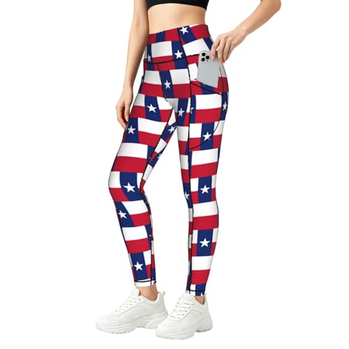 Leggings de Texas para mujer con bolsillos que sujetan el móvil en el gimnasio