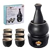 Lyty Sake-set mokken met warmere, keramische warme ski-drankenset, 7 stuks bevat 1 fornuis, 1 warmteschaal, 1 sake-fles, 4 kopjes.