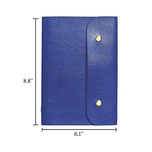 Image of The Messy Corner Leather Button Diary | A5 Travel Dairy for Men and Women | Vegan & Premium Quality | 80 GSM, 140 Ruled Pages - Stylish Blue Notepad