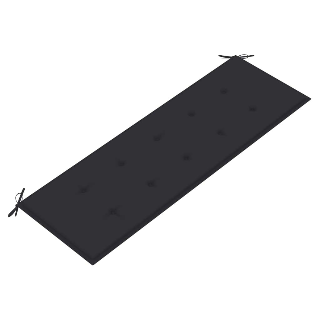Ławka Batavia z antracytowy poduszką 150 cm lite drewno tekowe ogrodowa drewniana ławka ogrodowa z poduszką antrasyt odporna na warunki atmosferyczne meble ogrodowe siedzisko z podłokietnikami