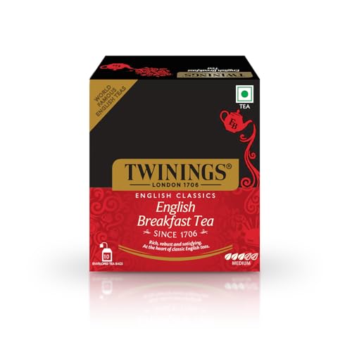 Image of Twinings English Breakfast Tea - 10 Teabags, Premium Black Tea - 20 Gm