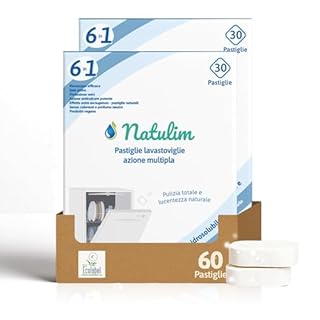 NATULIM - Pastiglie Lavastoviglie Ecologiche Naturali - Capsule Idrosolubili per Lavaggio Efficace e Delicato - 60 Pastiglie