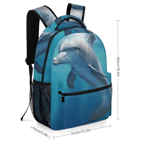 Stylish Backpack, Winter The Dolphin Print Durable Backpack Travel Backpack Multi-purpose Backpack Fashionable Backpack Trendy Backpack2