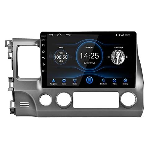 EZoneTronics Android 10.1 Car Radio Stereo 10.1 inch for Honda Civic 2007 -2011 Touch Screen High Definition GPS Navigation Head Unit WIFI Bluetooth USB Mirror Link AM FM Player 2G RAM+32G ROM Cover