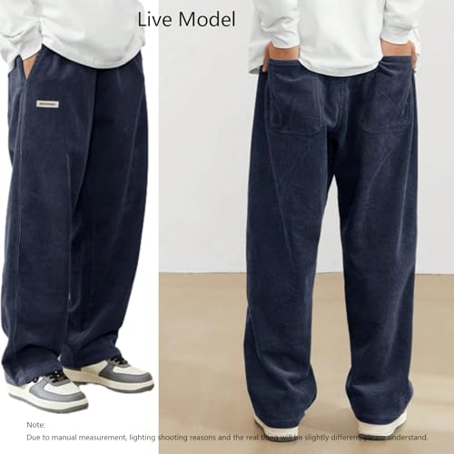 Mokaloha Mens Corduroy Pants, Men's Fashion Vintage Sports Corduroy Fabric Logo Embroidered Trousers3