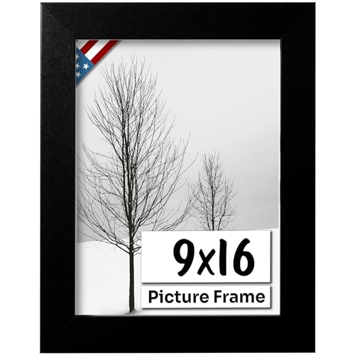US Art Flat Black 9x16 Picture Frame - Handmade American Flat 1