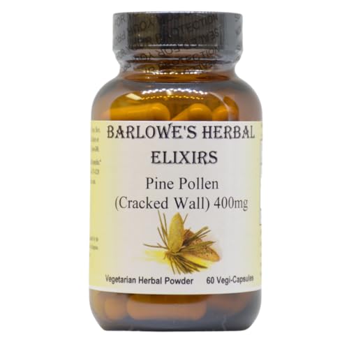 Pine Pollen | Cracked Cell Wall Powder | 400mg per Capsule | 60 Veggie Capsules | Pure Masson Pine |