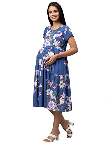 Image of AV2 Women's Rayon Regular Fit Maternity Feeding Layered And Tiered Kurti 5124 Dress