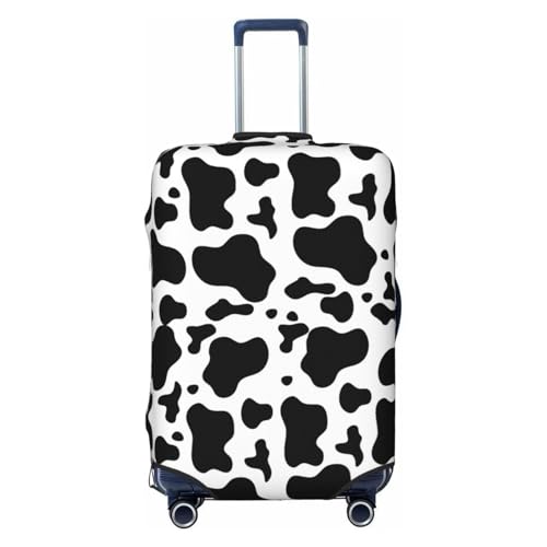 Black White Milk Cow Spots Print Luggage Cover, Protective Washable Suitcase Cover - Travel High Elastic Fibers Suitcase Protector Fits Large