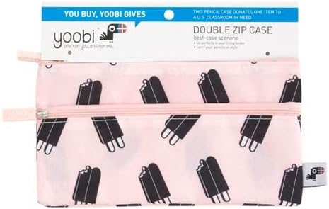 Yoobi2-Zipper Pencil Case Pink with Ice Pops