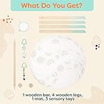 B. toys- B. baby- Wooden Baby Play Gym – Activity Mat – Starry Sky – 3 Hanging Sensory Toys – Natural Wood – Babies, Infants - Image 4