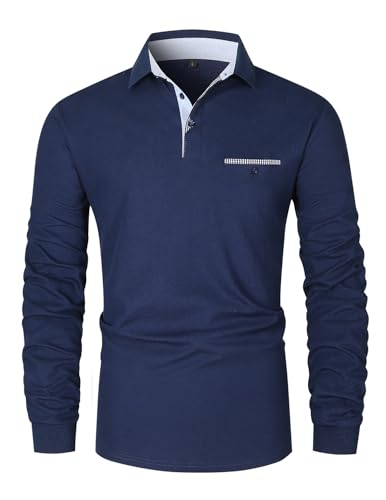 LIUPMWE Polo da Uomo Manica Lunga Maglietta Elegante Cotone T-Shirt