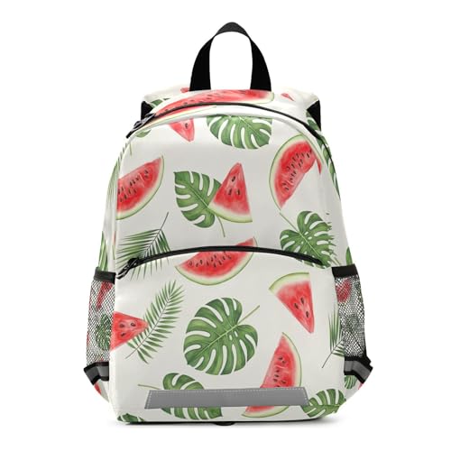 Red Watermelon Tropical Leaves Small Backpack for Toddler Girls Boys Kids Backpacks Travel Back Pack