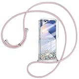 Ptny Cover per Samsung Galaxy Z Flip 8 con Laccio, Trasparente TPU Glitter Sabbie Mobili Custodia con Laccio a Tracolla Cordino Regolabile con Pellicola Protettiva per Samsung Galaxy Z Flip 8 Cover