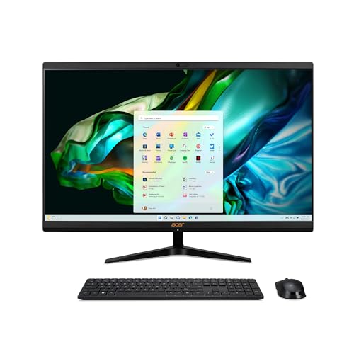 acer Aspire C27-1800 All-in-One PC - (Intel Core i5-1335U, 8GB, 512GB SSD, 27 inch Full HD Display, Wireless Keyboard and Mouse, Windows 11, Black)