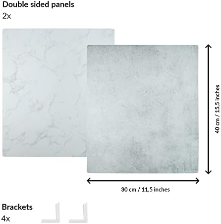 2 Pack Photo Backdrop Board | 30x40 cm | Realistic Photography Background | Food Photography Background | Replica Surfaces | Product Photography Backdrops | Marble & Cement | Flat Lay | Small