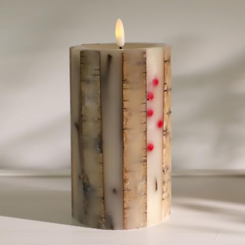 Bougies de Noël sans flamme en cire de bouleau avec télécommande (7,6x15,2 cm)