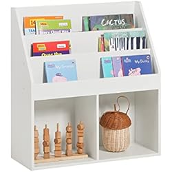Estanteria Para Autoservicio SoBuy Librería Infantil para Niños con 3 Estanterías, Estantería Estándar Infantil,Blanco,H80cm,KMB01-W,ES