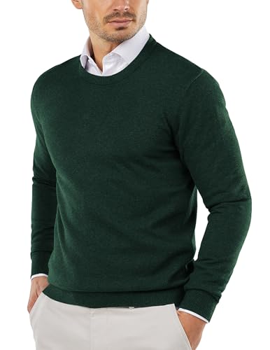 COOFANDY Men's Crew Neck Jumper Pullover Men Jumpers UK Knitted Sweater Mens Winter Round Neck Jumper Green L