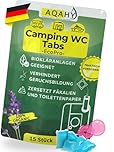AQAHY Bio Camping Toiletten Zusatz - WC Drops - Chemietoilette Tabs entfernt unangenehme Gerüche - made in DE (eco pro - bublegum - 15Tabs)