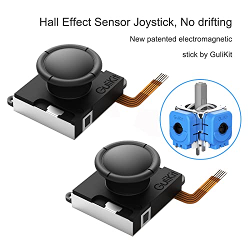 Aknes Gulikit Switch Joystick Replacement,No Drift, Hall Thumbstick For Switch Joycon Controller&Switch Oled/Switch Lite(2 Pairs),Left/Right Hall Effect Sensor Joystick Repair Kit/Tool,Thumbstick Cap #TOP2