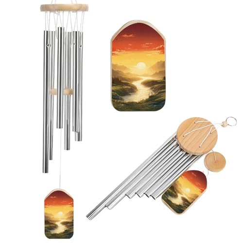 Outdoor Wind Chimes, Rising Sun Printed Wind Chimes,Simple Wind Chimes,Curtain Wind Chimes for Home Decoration
