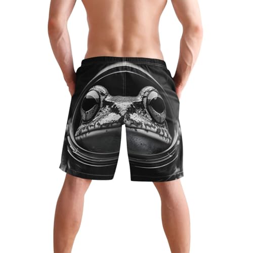Cool Frog Black White Men's Swim Trunks Quick-Dry Bathing Suit Swimming Board Shorts S3