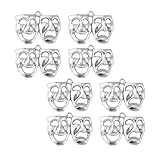 Uniquer 20Pcs Retro Comedy and Tragedy Mardi Alloy Charms,Antique Silver Happy Sad Drama Mask Dance Ball Expression Mini Charms for DIY Jewelry Craft Making
