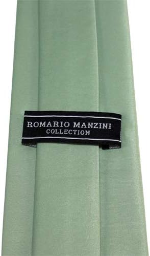 Romario Manzini Solid Light Sage Green Color Standard Men's Necktie - Image 2