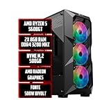 PC Gamer Montado com AMD Ryzen 5 5600GT, 16GB RAM DDR4 3200 MHz, NVME M.2 500GB, AMD Radeon Graphics, Fonte 500W Bivolt, Gabinete com 3 Fans RGB