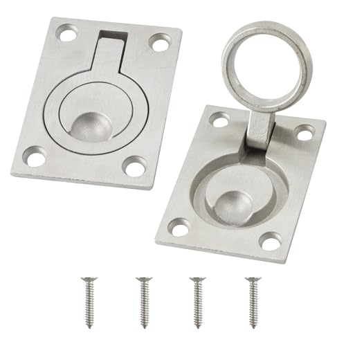 Adyoney 2Pcs 304 Stainless Steel 2.56" x 1.81" Square Boat Hatch Latches