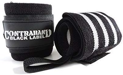 Contraband Black Label Muñequeras de levantamiento de pesas 1001 con trabillas para el pulgar (par)  Soporte de muñeca de grado de competencia