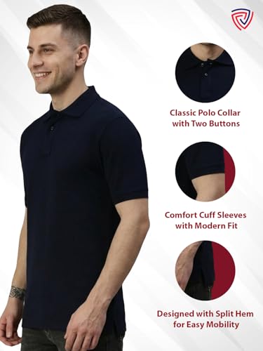 Image of Lux Cozi Men's Cotton Solid Polo Tshirt | Collar Tshirts | Half Sleeves | Stylish & Premium All Day Wear | Pack of 1