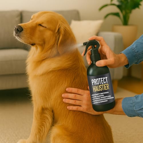 BIO SANITAS PROTECT Haustier Desinfektionsspray, 500 ml Hunde Desinfektion alkoholfrei für Katzen und Hunde, Desinfektionsmittel für Näpfe, Spielzeug, Transportboxen u.v.m., Geruchsneutralisierend