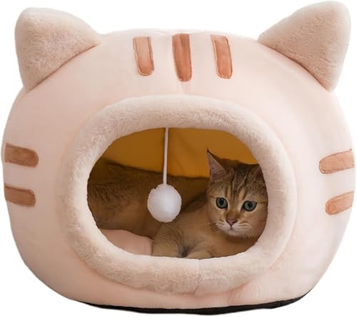 SSZY猫 ドームハウス 猫はうす ドーム 屋外 猫ハウス ドーム型 猫 ベッドドーム 小型犬 猫用 犬猫兼用 暖かい ふわふわ 折りたたみ式寝マット マット クッション 保温防寒 猫犬小動物用 室内用厚み 冬 寒さ対策 可愛い おしゃれ (L:50*50