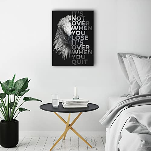 Inspirational Canvas Wall Art Bald Eagle Gifts Pictures Wall Decor Black And White Bald Eagle Painting Motivational Wall Art For Bedroom Bathroom Living Room Artwork Framed 12"X16" #TOP3