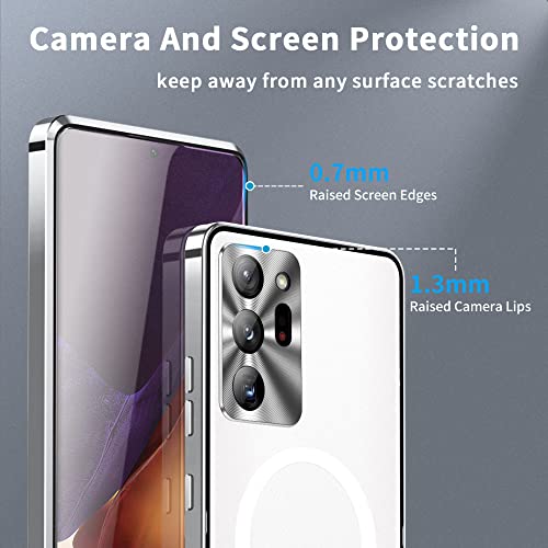 Coque magnétique pour Samsung Galaxy S22 Ultra et S21 Plus en aluminium argent