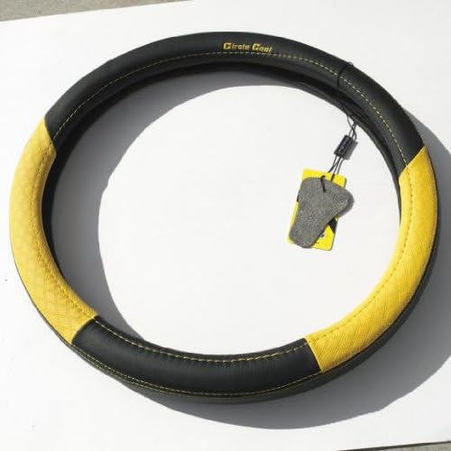 Circle Cool 58012 14.5" Diameter Black and Yellow PVC Leather Steering Wheel Cover Medium