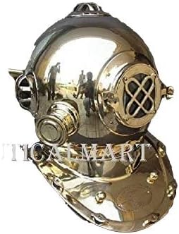 NauticalMart Vintage Reproduction Brass Morse Us Navy Mark V Diving Divers Helmet Full 18"