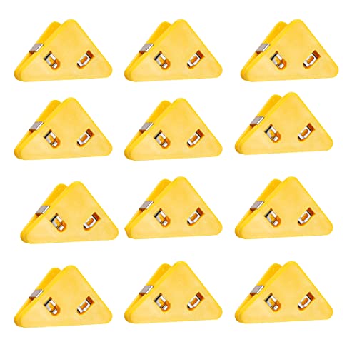Jalach 12 Stück Dreieckige Klammern, Eckenschutz Datei Papier Klemmen Binder Clips für Büro, Kindergarten, Schule, Uni, zu Hause (Gelb) Cover