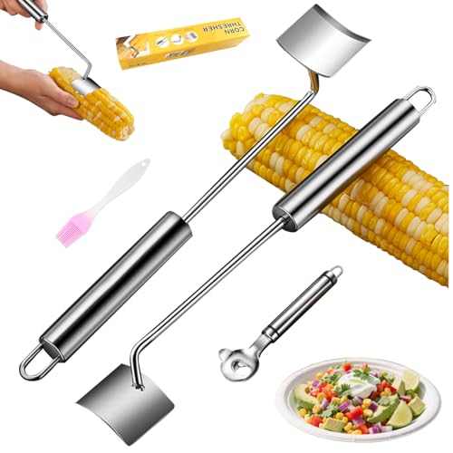 Corn peeler for corn on the cob - 2025 Heavy Duty Stainless Steel corn husker tool with Comfort Grip Handle Efficient Peeler for Fresh Corn | Home Kitchen, Restaurant & Outdoor Use (1+1PCS)