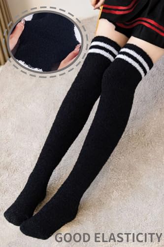 Image of CutiePlusU Womens Thigh High Fuzzy Socks Coral Fleece Over Knee High Sock - 1 Pair