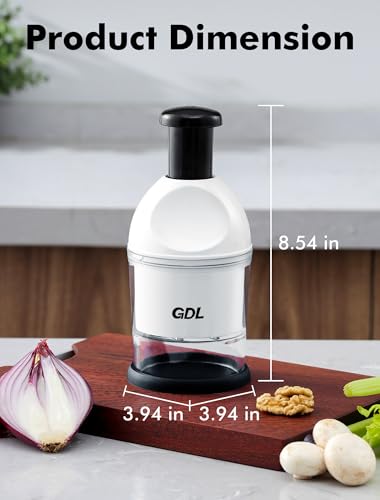 Image of Food Chopper, Hand Chopper Dicer Easy to Clean, Manual Slap Vegetable Chopper Onion Cutter, Garlic Chopper Mincer for Onion, Nut, Tomato, Pepper, Celery, etc, White