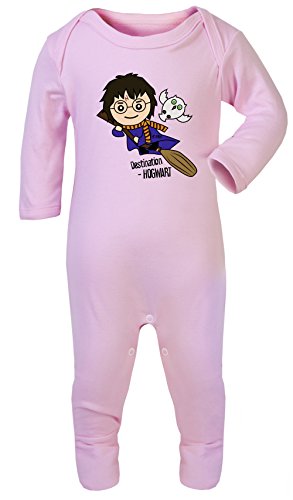 Uncanny Harry Potter with Owl Baby Footies Pajamas Hypoallergenic Certified (Pink, 3-6 Months)