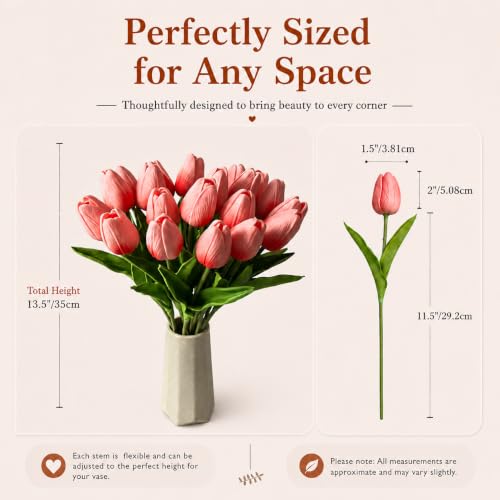 Image of Mandy's 20pcs Artificial Coral Pink Tulips