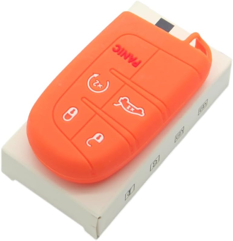 SEGADEN Silicone Cover Protector Case Holder Skin Jacket Compatible with Jeep Dodge Chrysler 5 Button Smart Remote Key Fob 4+1 BTN CV4750 Orange image 5