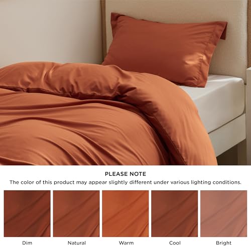 Image of Bedsure Twin /Twin XL Duvet Cover, Double Brushed Bedding Set, Terracotta | For Kids & Adults, 68 inchx90 inch Comforter Cover, Hotel Luxury, All Season, Breathable, Easy Care, Lightweight, Zipper Closure