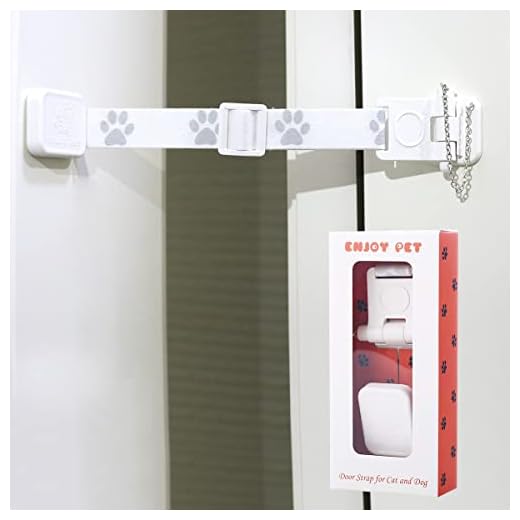 Adjustable Door Strap and Latch. Cat Door for Interior Door. Dog Proof Litter Box. Holds Door Open for Cats and Keeps Dogs Out of Cat Feeder. No Need for Pet Gates. Dog Door Cat Gate for Pet