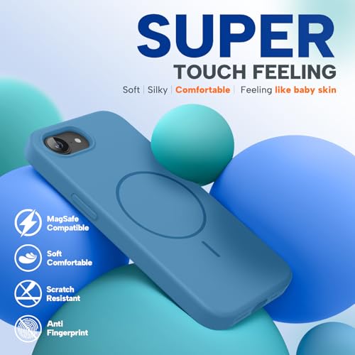 Image of Miracase Magnetic for iPhone 17e Case & iPhone 16e Case, [Soft Anti-Scratch Microfiber Lining], Compatible with MagSafe, Silicone Shockproof Protection Phone Case for iPhone 17e /16e, Capri Blue